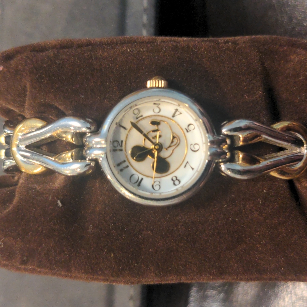 Disney time works gold/silver toned watch